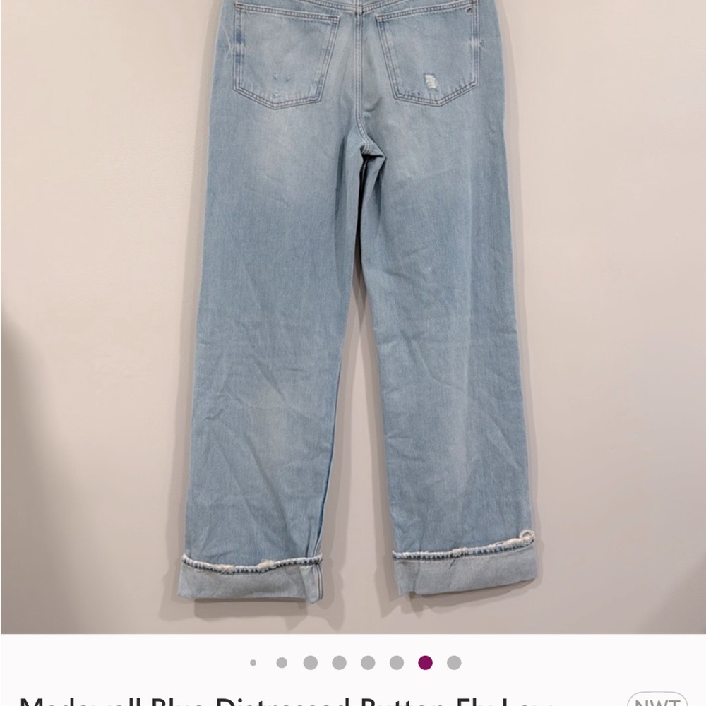 Madewell Blue Distressed Button Fly Low-Slung Baggy Jeans W29T NWT (34”x33”) - Picture 7 of 8